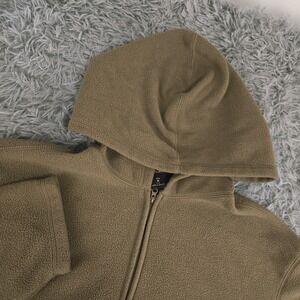 Woolrich Mens Medium Olice Green Long Sleeve 1/4 Zip Hooded‎ Fleece Jacket